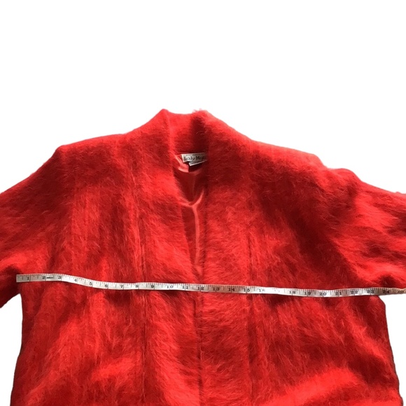 Vintage Lady Monica Hot Red Lined Open Angora Cardigan With Pockets, size M-L - Picture 9 of 11